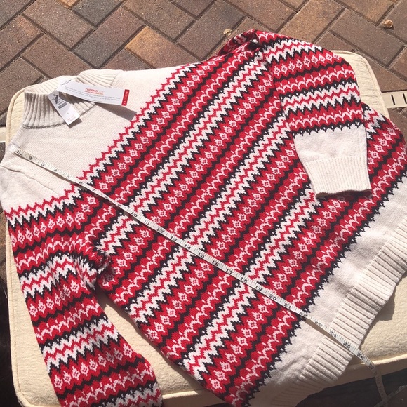 TALBOTS Chalet Fair Isle Thermolite + wool + cotton blend sweater size L - Picture 4 of 14
